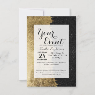 Invitation Brochures de nuit de Faux Gold et Black Starry