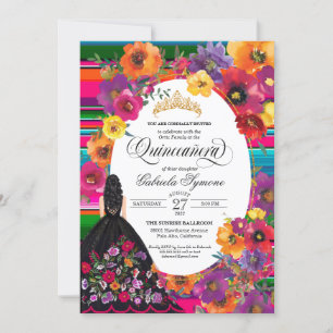Invitation Broderie mexicaine Huipil Robe Florale Quinceanera