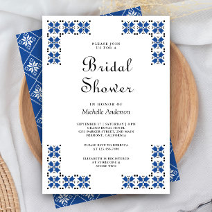 Invitation Broderie ukrainienne bleue et noire pour une douch