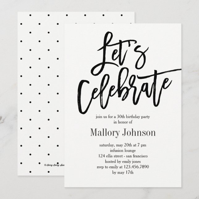 Invitation Brohed Glimmer Fêtons l'invitation de la fête (Devant / Derrière)