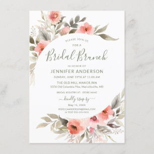 Invitation Bronzage nuptial Aquarelle Blush Rose Wreath