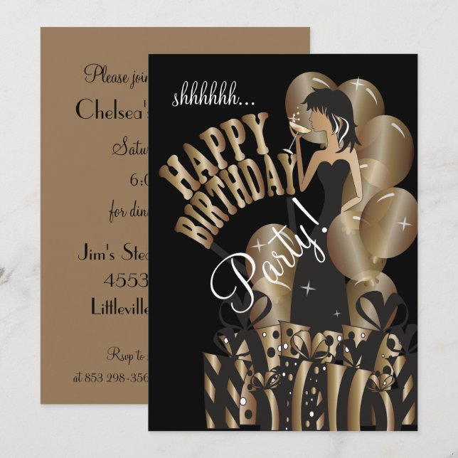 Invitation Bronze du nom | de la fille | do-it-yourself de (Devant / Derrière)