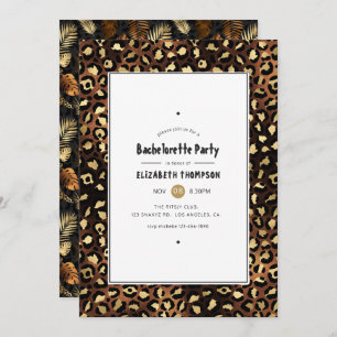 Invitation Bronze et Gold Leopard Bachelorette Party