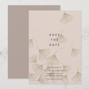 Invitation Bronze Ginkgo Feuille rose beige Enregistrer la ca