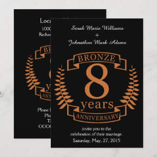 Invitation Bronze huitième anniversaire mariage 8 ans