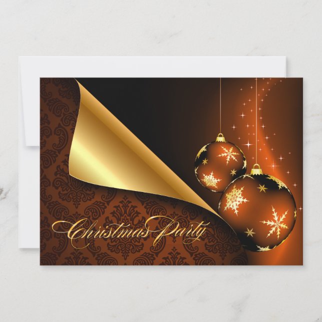 Invitation Bronze Noir Elégant Embellisement de l'or Noël (Devant)