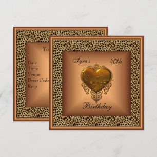 Invitation Bronze sauvage Bijou de coeur Or élégant 40e anniv