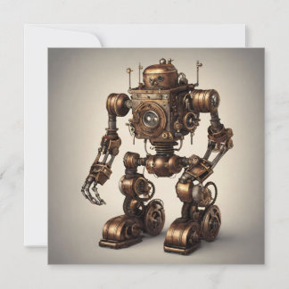 Invitation Bronze Steampunk Robot Sculpture