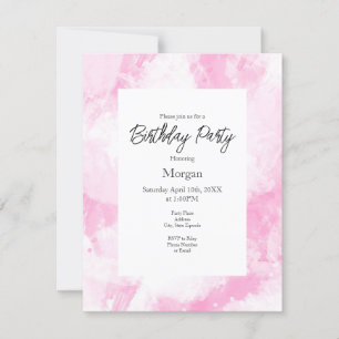 Invitation Brosse Abstraite rose douce