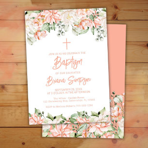 Invitation Brosse Fleurs d'ivoire Flore Baptême floral