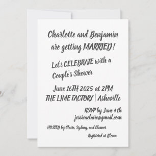 Invitation Brosse noire moderne Lettrer Couples tendance Douc