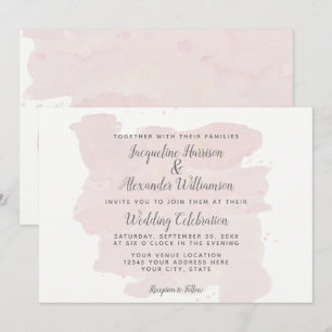 Invitation Brosse rose simple moderne Traces d'aquarelle