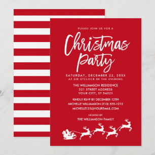 Invitation Brosse Script Star Père Noël Christmas Party strié