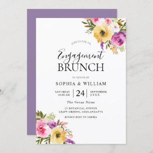 Invitation Brosse violet Fleurs violettes Engagement Fête Bru