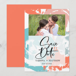 Invitation Brosses de corail turquoise Enregistrer la date3