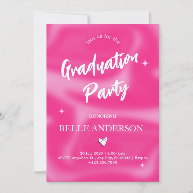 Invitation Brosses rose y2k graduation rétro (Devant)