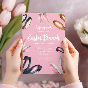 Invitation Brouillard mignon Oreilles Pâques Brunch