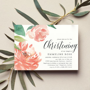 Invitation Brouillard Peony   Watercolor Floral Christening
