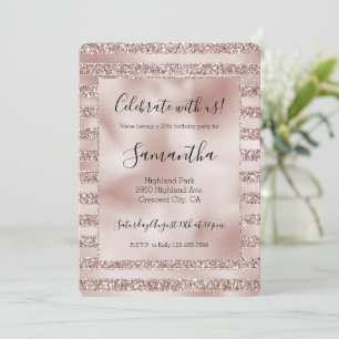 Invitation Broussailler Champagne Parties scintillant rose   