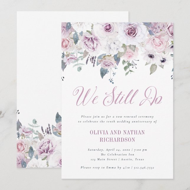 Invitation Broussette violette| Cérémonie de renouvellement d (Devant / Derrière)