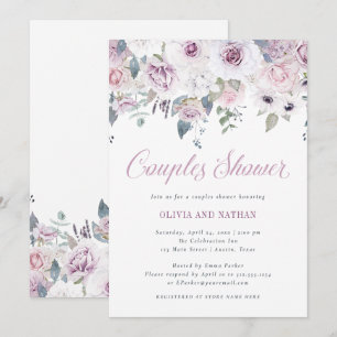Invitation Broussette violette  Douche Florale Couples