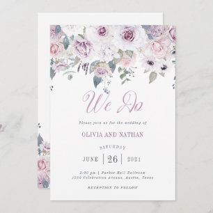 Invitation Broussette violette  Mariage floral