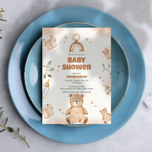 Invitation Brown Aquarelle Bébé Accessoires Baby shower
