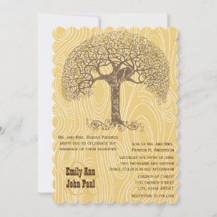 Invitation Brown arbre Inséparable Mariage de bois jaune