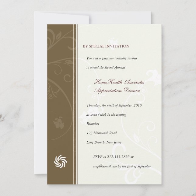 Invitation Brown de châtaignier de la vigne d'entreprise (Devant)