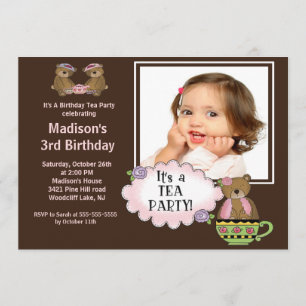 Invitation Brown de fête d'anniversaire de photo