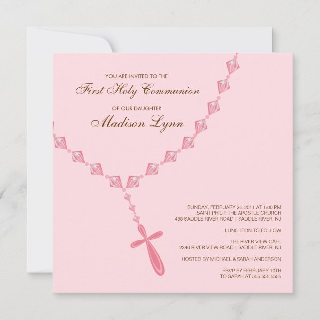 Invitation Brown du Rosaire rose à la première com (Devant)