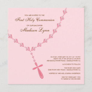 Invitation Brown du Rosaire rose à la première com