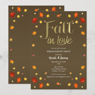 Invitation Brown et chute d'or dans l'amour Feuille