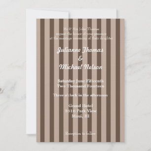 Invitation Brown et Mariage de rayures de crème
