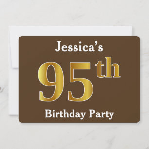 Invitation Brown, Faux Gold 95e fête d'anniversaire; Nom pers