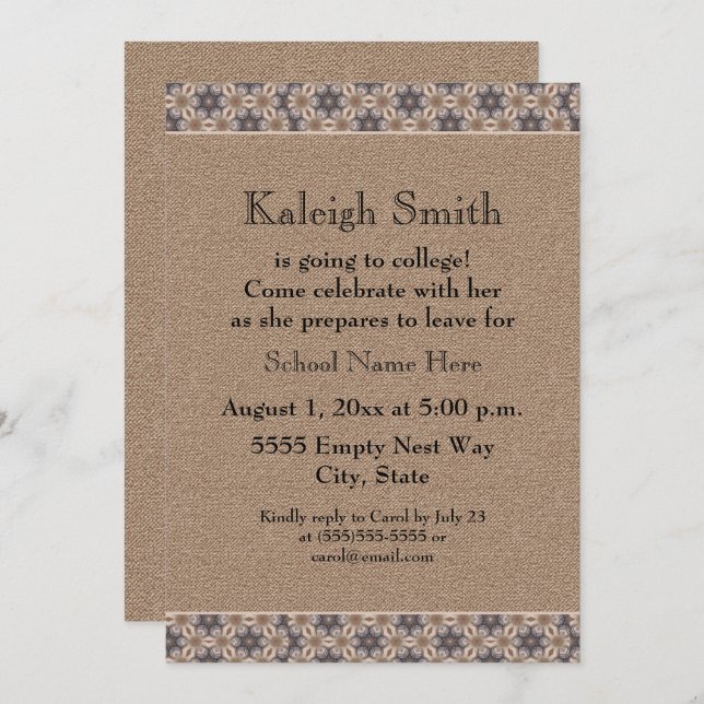 Invitation Brown Floral Abstrait Trunk Party (Devant / Derrière)