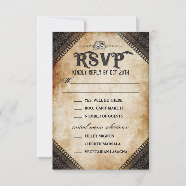 Invitation Brown Gothique Halloween Squelette Correspondant M (Devant)
