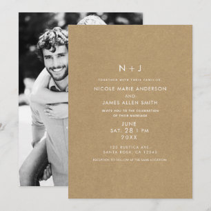 Invitation Brown Kraft Rustic Minimal moderne Mariage photo