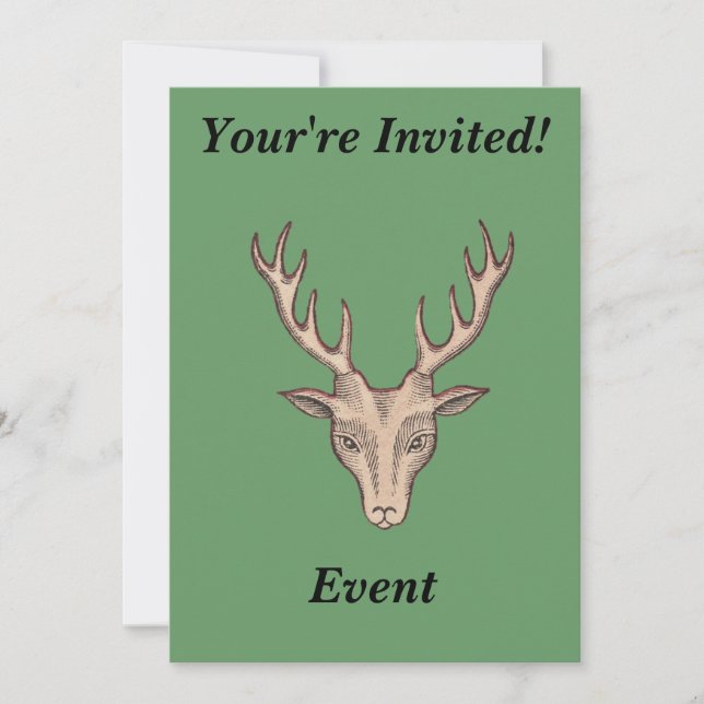 Invitation Brown Mâle Cerf Grosse Antlers Vert (Devant)
