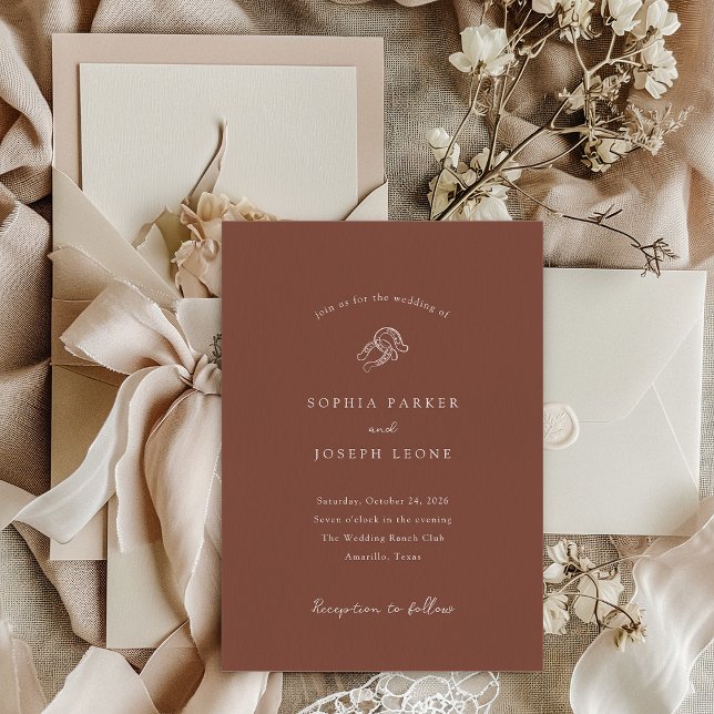 Invitation Brown minimaliste à cheval | Mariage rustique (Créateur téléchargé)