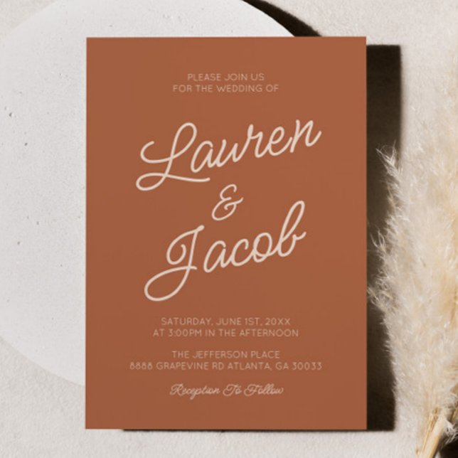 Invitation Brown minimaliste moderne Mariage Boho (Créateur téléchargé)