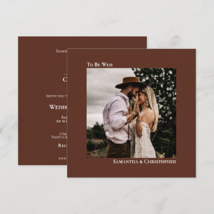 Invitation Brown minimaliste moderne Mariage photo Carré