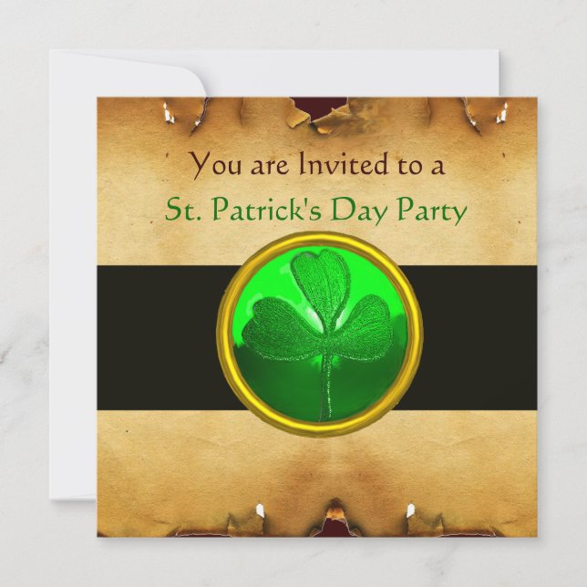 Invitation BROWN  PARCHEMIN & GREEN SHAMROCK JEWEL ,noir (Devant)