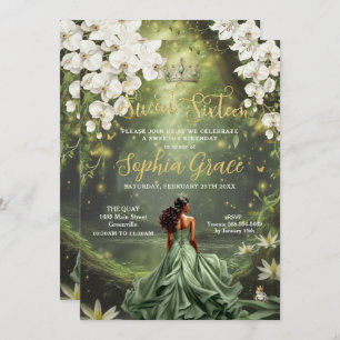 Invitation Brown princesse et grenouille Sage Vert robe douce