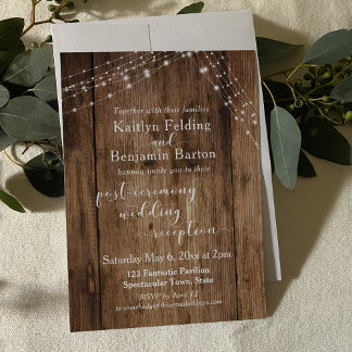 Invitation Brown rustique et lumières Réception après mariage