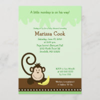 Brown Silly Monkey Jungle Boy Baby shower 5x7
