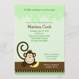 Invitation Brown Silly Monkey Jungle Boy Baby shower 5x7