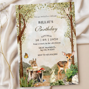Invitation BROWN VERT BOIS SAUVAGE NATURE Anniversaire