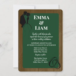 Invitation Brown vert Rustique multi-couleur Mariage en silho