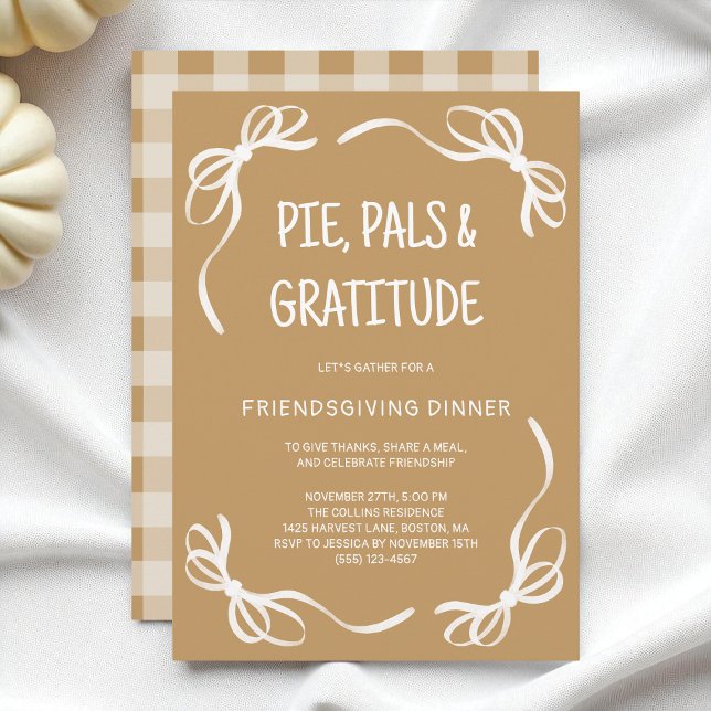 Invitation Brown Whimsical Main Draendsgiving Friendsgiving D (Brown Whimsical Hand Drawn Friendsgiving Dinner Invitation)